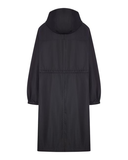 Prada Blue Re-nylon Trench Coat With Hood