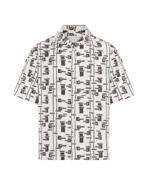 Prada White Patterned Bowling Shirt for men