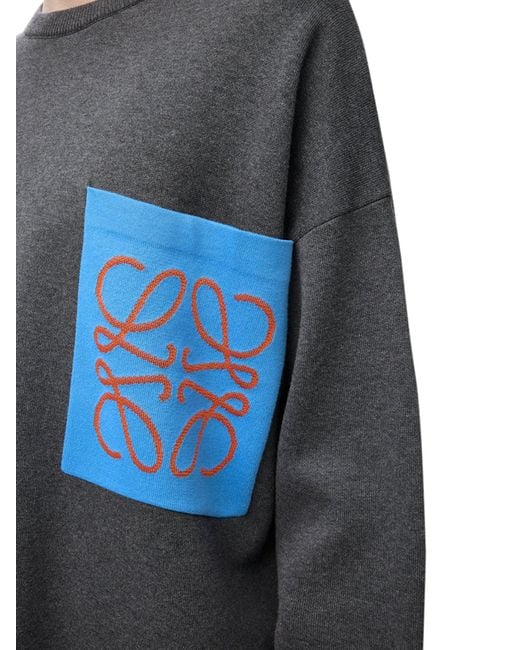 Maglia anagram in misto cotone con tasca di Loewe in Gray da Uomo