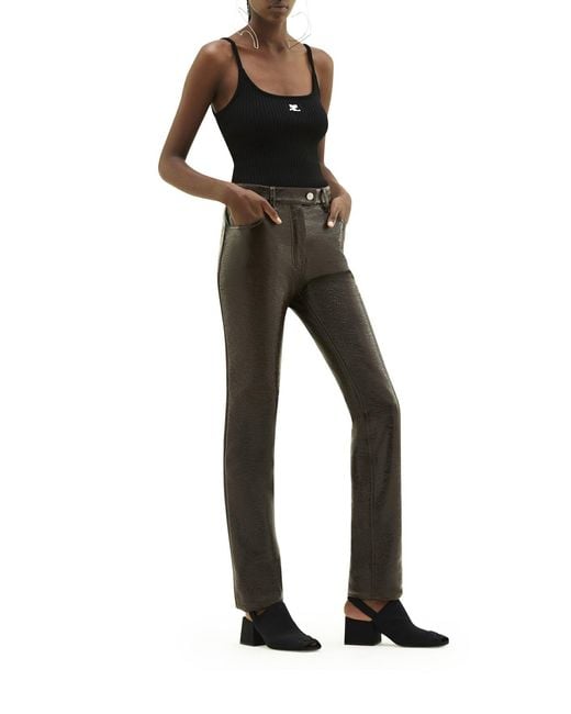 Courreges Black Reedition Rib Knit Tank Top