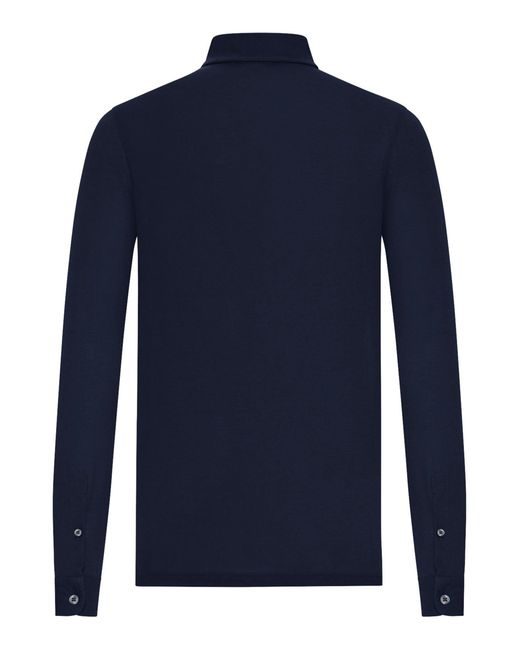 Nome G Blue Long-Sleeved Polo Shirt for men