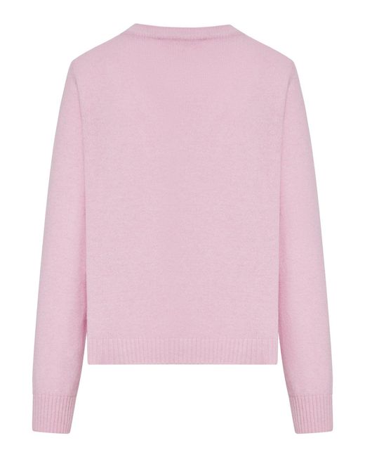 Ganni Pink Graphic Wool Sweater