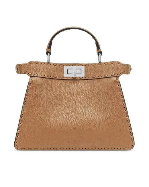 Peekaboo iseeu small borsa in selleria colore cappuccino di Fendi in Natural