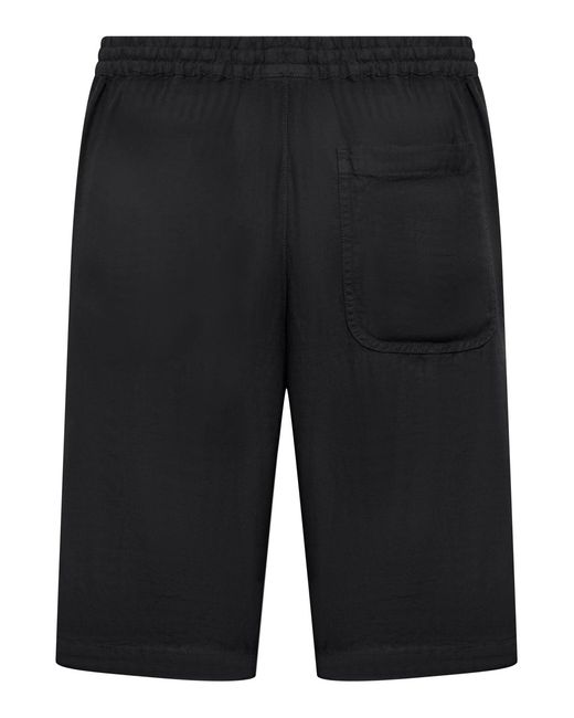 120% Lino Black Linen Bermuda Shorts for men