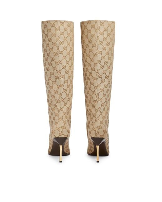 Gucci White Gg Fabric Bombshell Boots