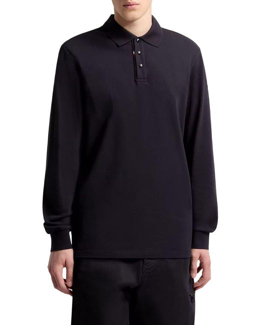 Polo in piquet di cotone con logo di Moncler in Blue da Uomo