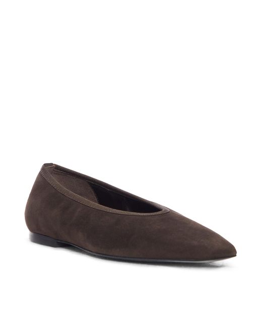Totême  Brown Minimalist Suede Ballet Flats