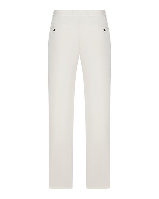Incotex White Tailored Tailored Trousers In Cotton And Linen Blend for men