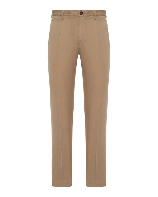 Pantaloni chino con pinces in lino e cotone di Incotex in Natural da Uomo