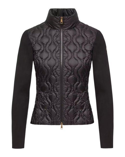 Moncler Black Cotton Padded Cardigan With Zip