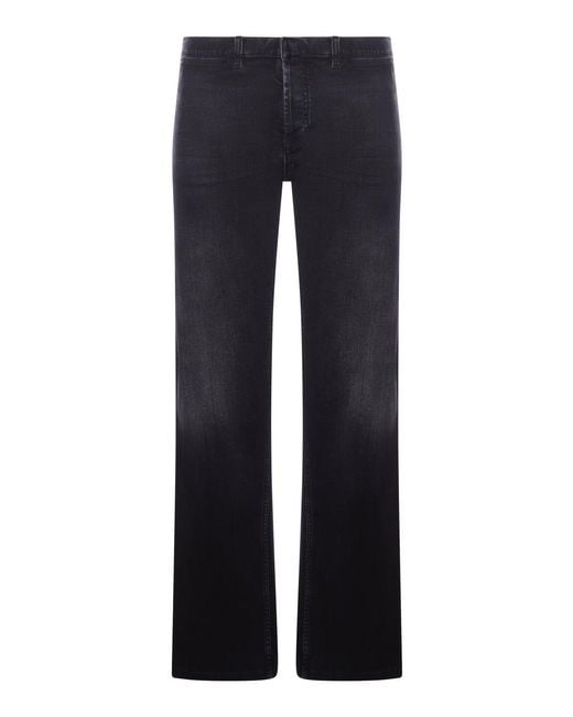Gucci Blue Cotton Denim Trousers With Web Ribbon for men