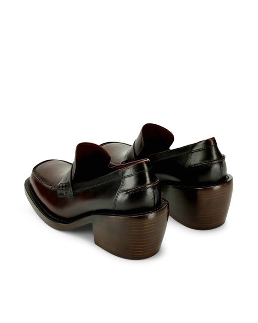 Mocassini penny in pelle con punta squadrata, tacco a blocco arrotondato ed effetto sfumato di Dries Van Noten in Brown