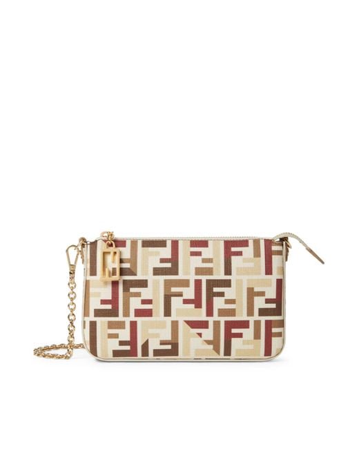 Pouch con catena in tessuto di Fendi in White