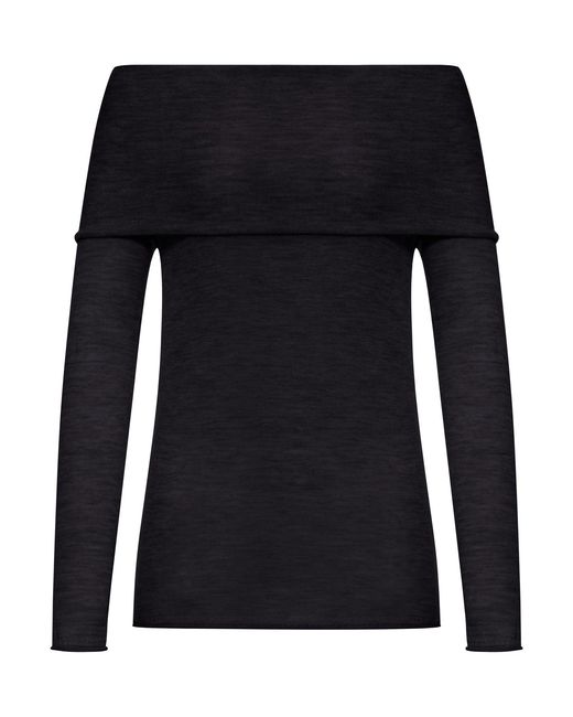 Roberto Collina Black Silk And Cashmere Boat Neck Sweater