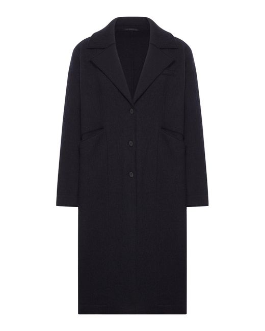 Transit Blue Long Single-breasted Wool Coat