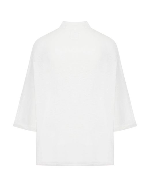120% Lino White Oversized Linen Shirt