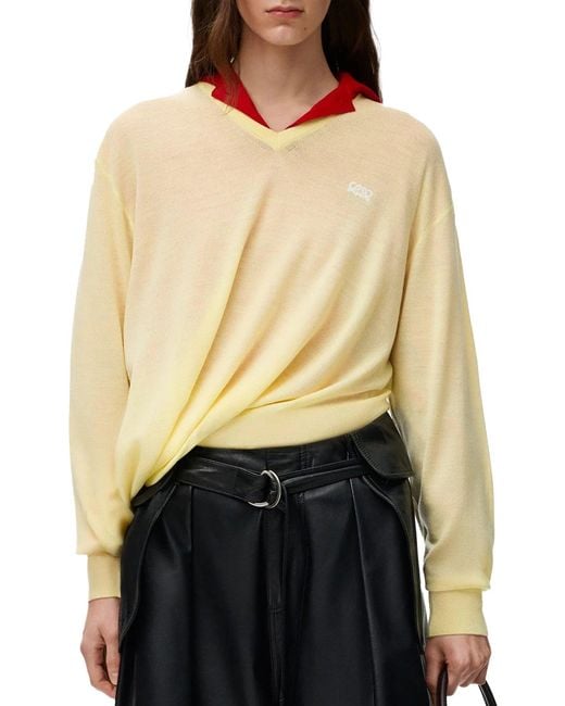 Loewe Yellow Draped Merino Wool Sweater