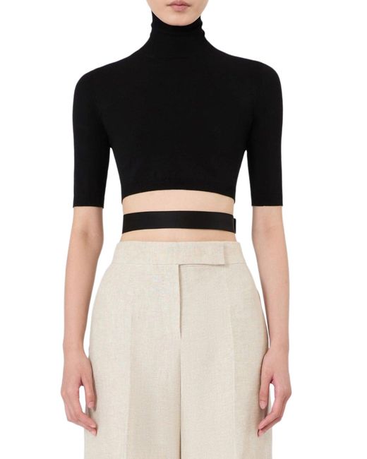 Max Mara Blue Crop Turtleneck