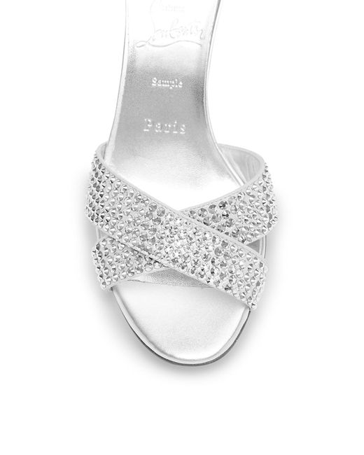 Louboutin White Mariza Is Back Strass Red Sole Crisscross Sandals