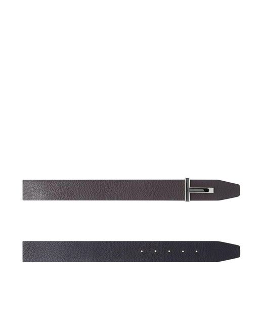 Tom Ford Black Hammered Leather Belt for men