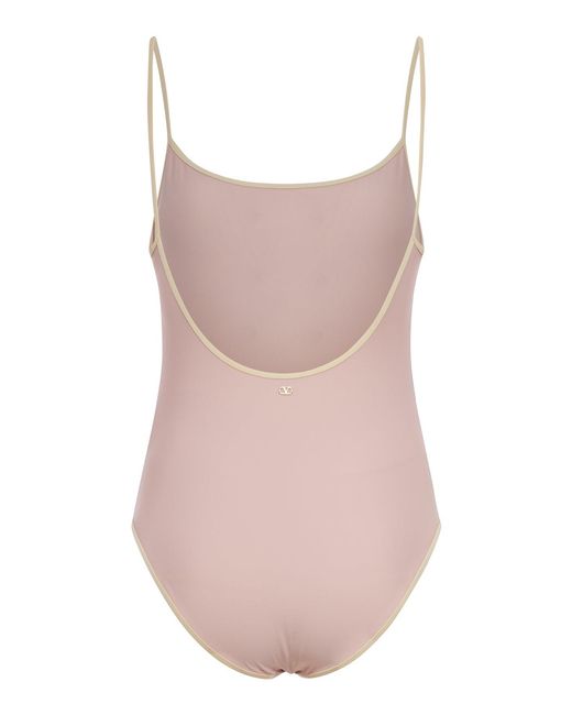 Valentino Garavani Pink Swimsuit With Graphic Print