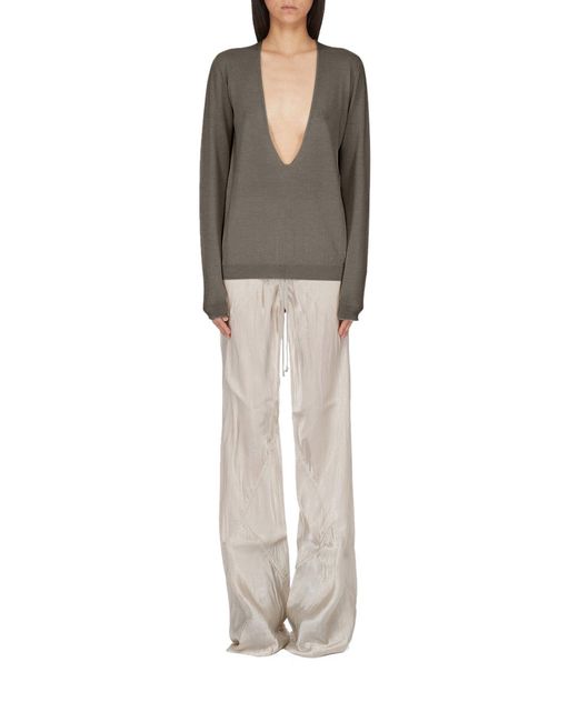 Rick Owens Gray V-Neck Sweater