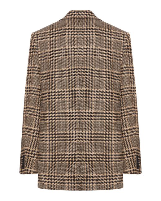 Saint Laurent Brown Prince Of Wales Silk And Cashmere Jacket