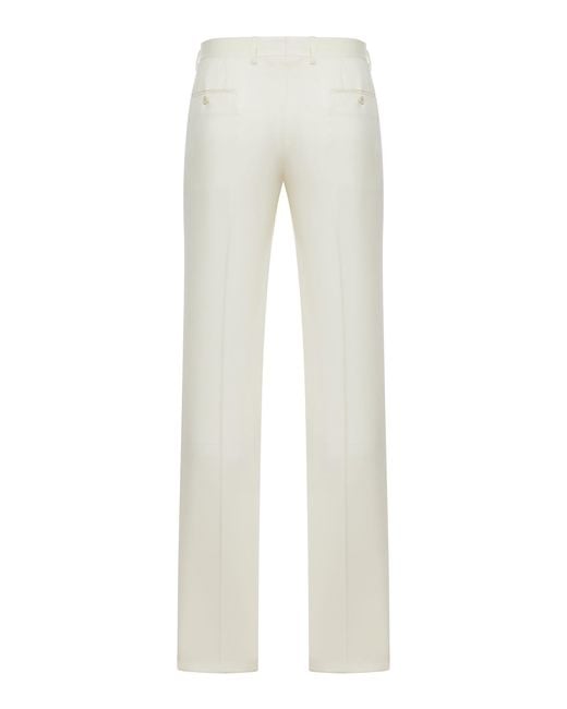 Lardini White Tailored Wool Trousers for men