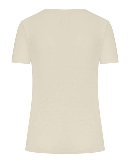 120% Lino Natural Short-Sleeved T-Shirt With Wide Neckline