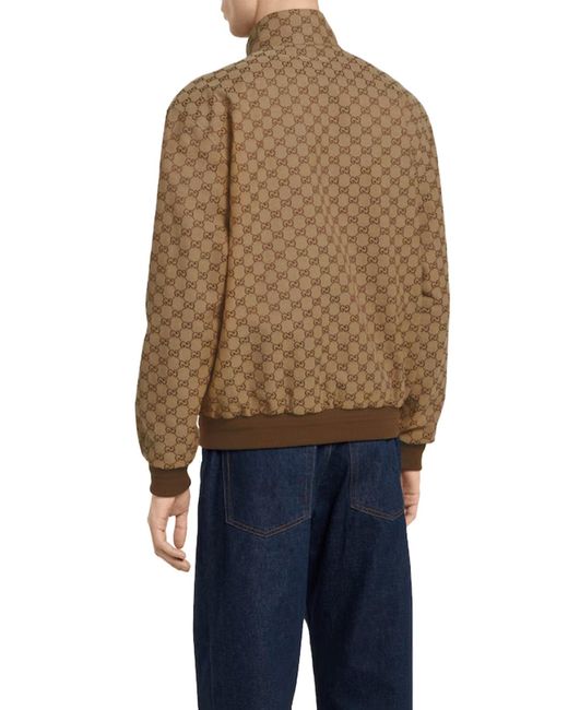 Gucci Brown Gg Fabric Bomber Jacket for men