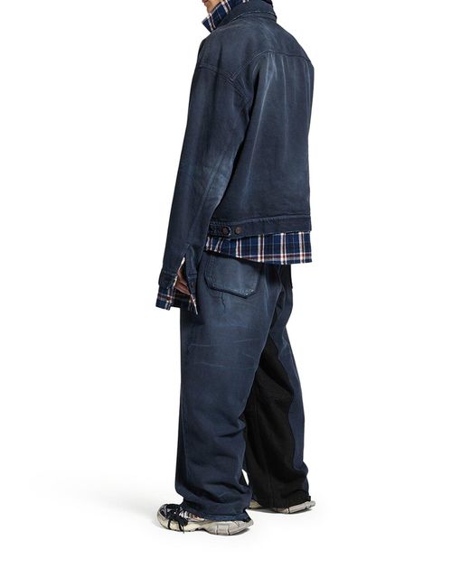 Balenciaga Blue Patched Shirt-Jacket for men