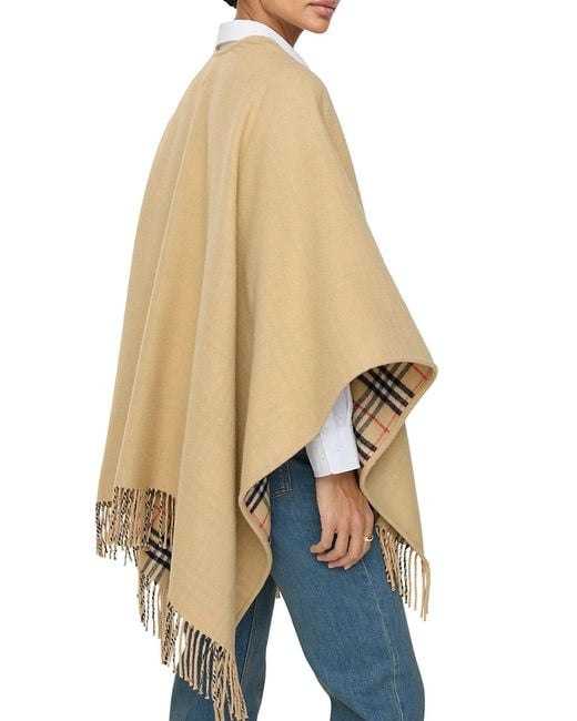 Burberry Natural Reversible Check Wool Cape