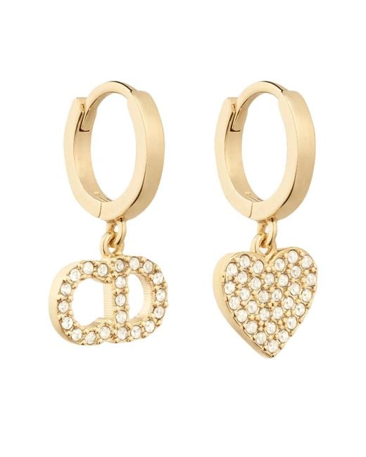 Clair D Lune Earrings GoldFinish Metal and White Crystals  DIOR US