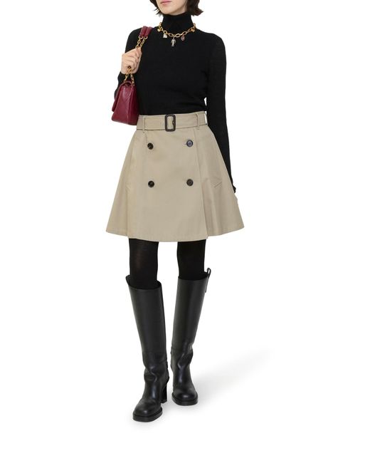 Minigonna trench in gabardine di Burberry in Natural