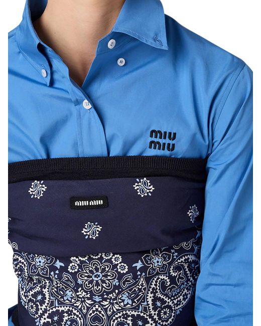 Camicia in cotone di Miu Miu in Blue