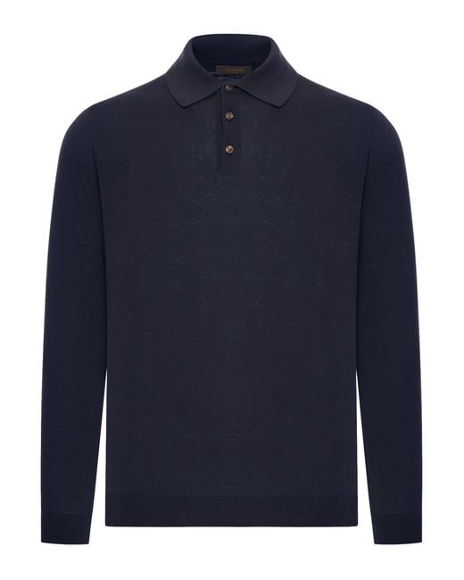 Zanone Blue Slim Fit Cotton And Silk Polo Shirt for men