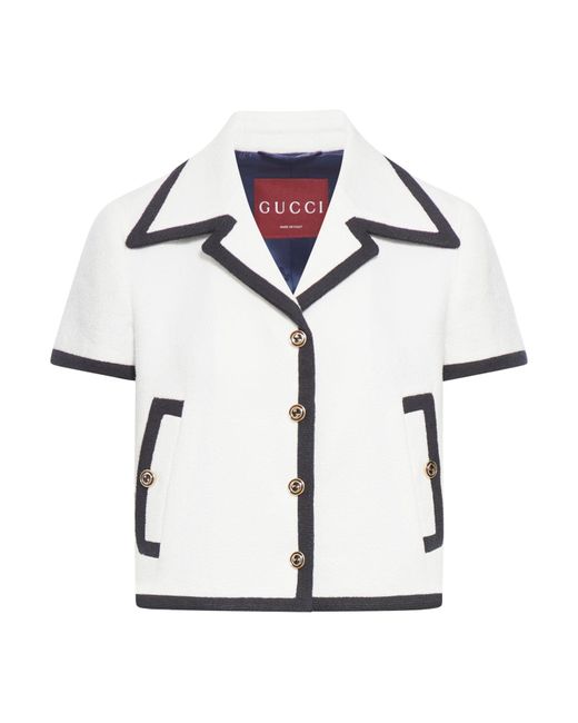 Gucci White Cotton Tweed Jacket