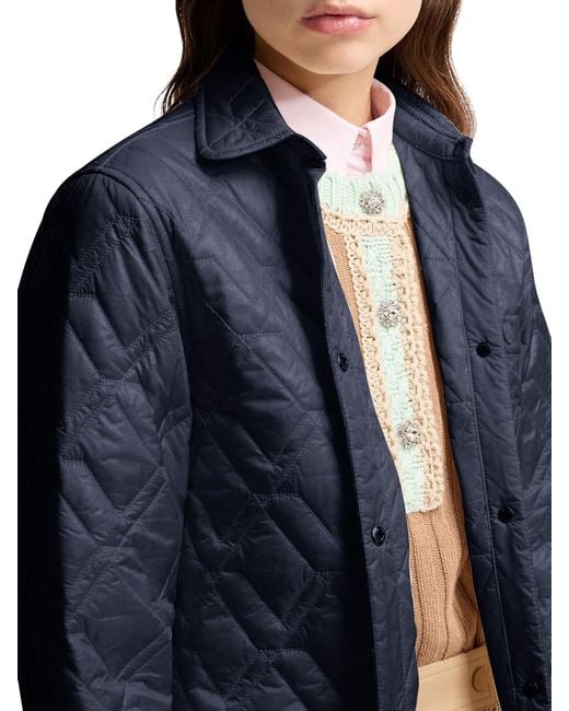 Moncler Blue Diamond Quilted Padded Shirt Jacket