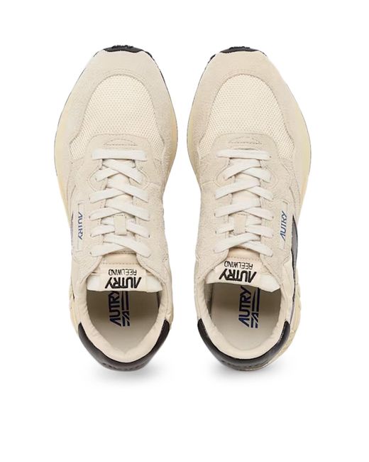 Autry White Reelwind Suede And Mesh Sneakers for men