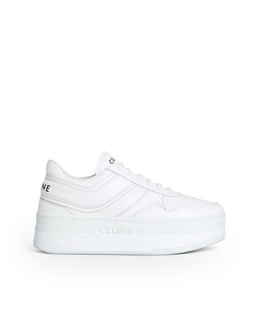 Céline White Sneaker Block With Wedge In Calf Leather