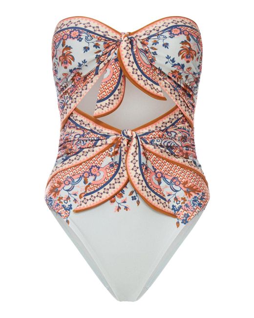Zimmermann White Aster Scarf Detail Swimsuit