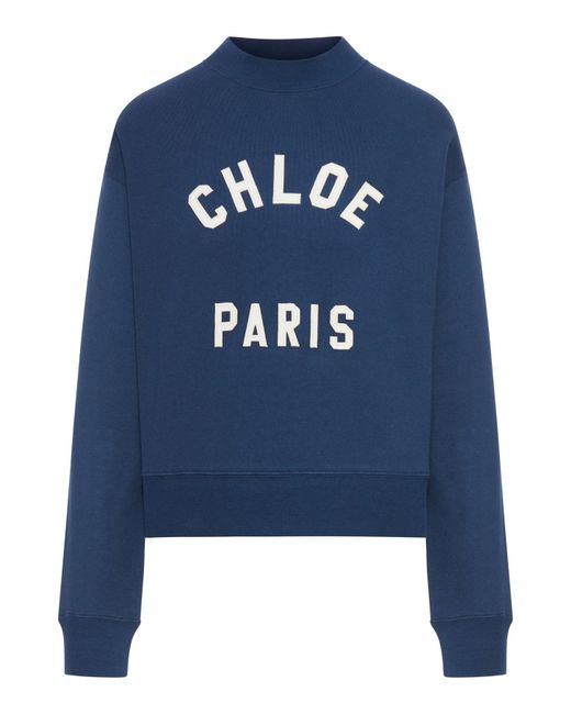 Maglione a collo alto con logo di Chloé in Blue