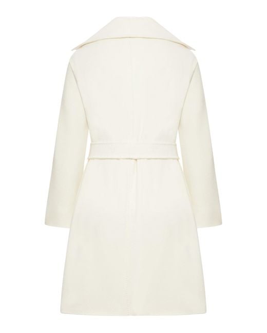 Max Mara White Wool Robe Coat
