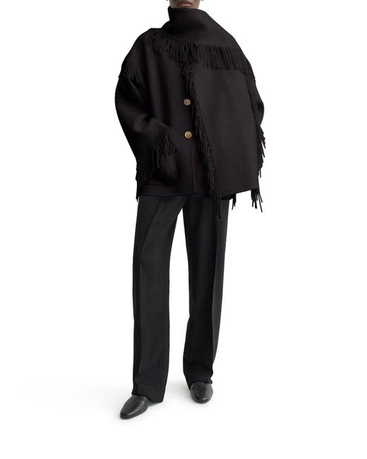 Totême  Blue Jacket With Fringed Scarf