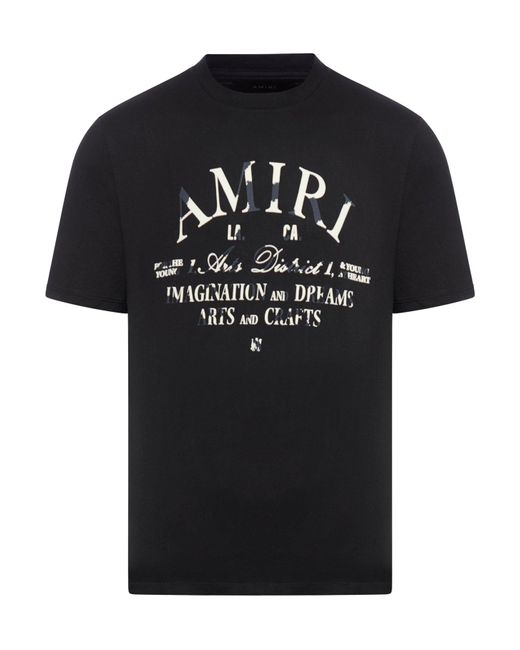 T-shirt in cotone floccato con logo art di Amiri in Black da Uomo