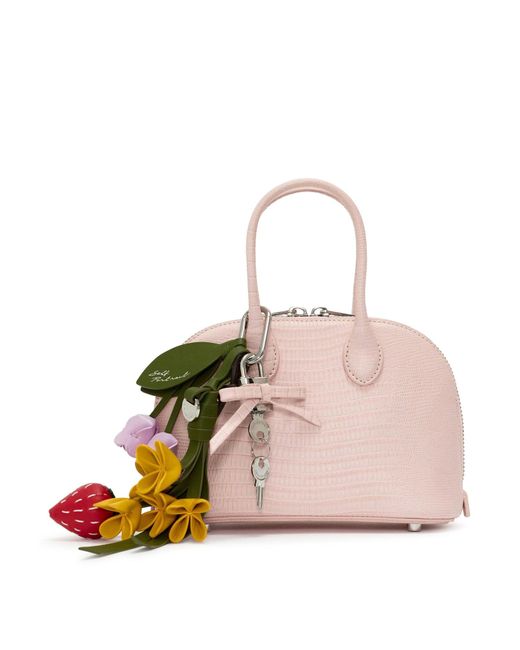 Self-Portrait Pink Mini Leather Bag With Pendant