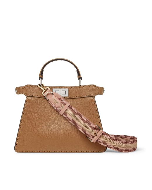 Peekaboo iseeu small borsa in selleria colore cappuccino di Fendi in Natural