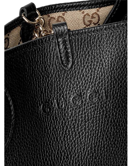 【関税&送料込】Gucci Black Leather Reversible Shopping Bag Gucci Totissima large reversible tote bag in black leather