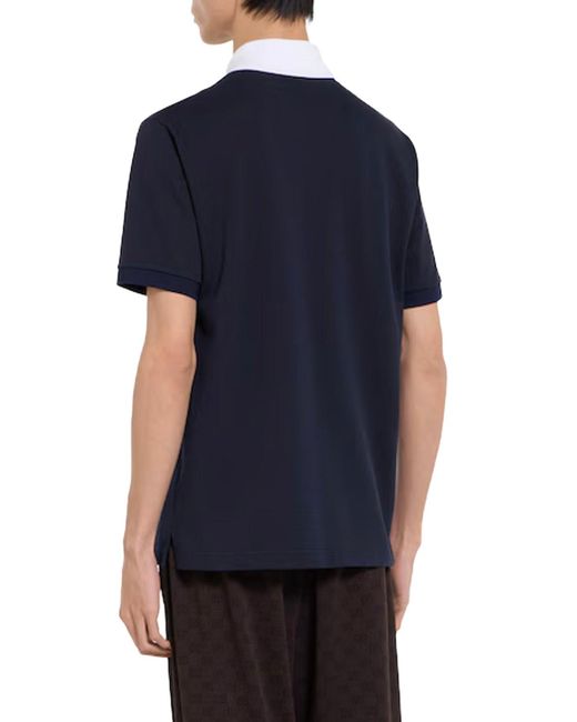 Gucci Blue Cotton Short Sleeves Polo Shirt for men