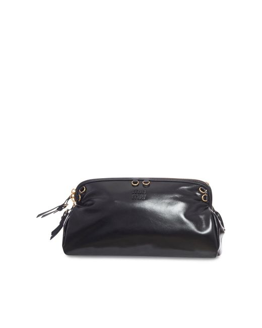 Miu Miu Black Softy Shiny Leather Bag
